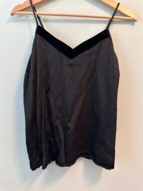 Anthropologie Black Satin/Velvet Tank